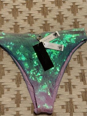 Gianni Bini Green and Lavender Iridescent Sequin Bikini Bottom